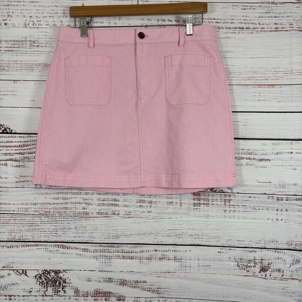 J.Crew Pink Pinstripe Pencil Skirt